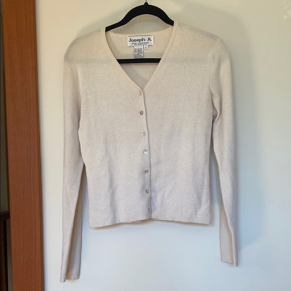 Joseph A Cream Sparkle Silk Cardigan